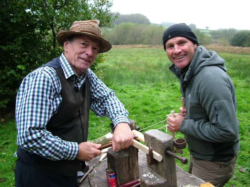 Filming BBC doc, Mystery of the Moor, Stuart King with presenter Mike Dilger image Oct 2013,