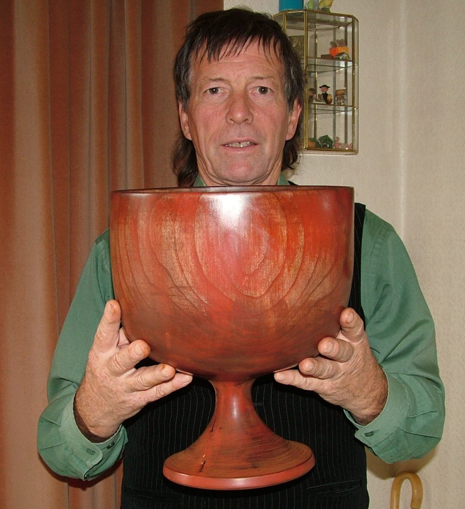 Stuart King with his much used two gallon Wassail bowl
