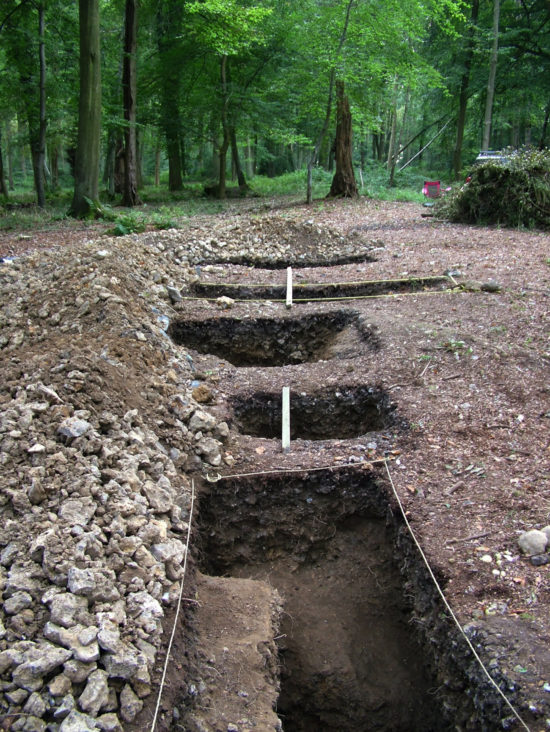 NW corner alinement trenches